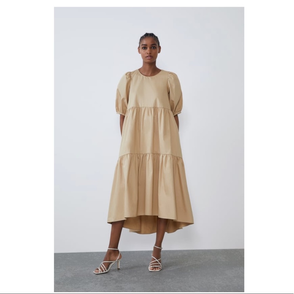 Zara Asymmetrical Poplin Dress, M